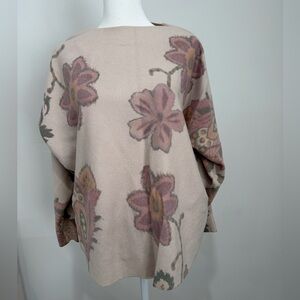 Sioni Size 1X Floral Sweater - Mauve and Beige